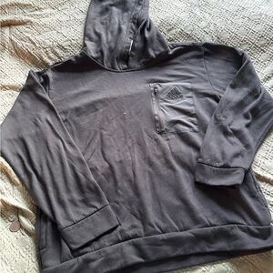 adidas Men’s L Black Hooded Fleece Pullover with Zip Chest Pocket